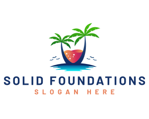 Juice Stand - Palm Tree Island Drink logo design