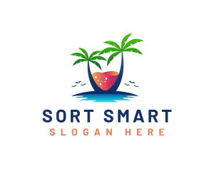 Palm Tree Island Drink logo design