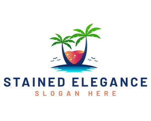 Palm Tree Island Drink logo design