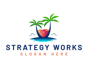 Palm Tree Island Drink logo design