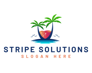 Palm Tree Island Drink logo design