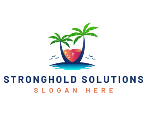 Palm Tree Island Drink logo design