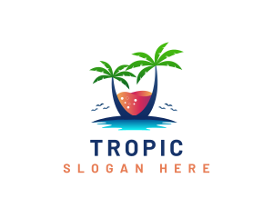 Palm Tree Island Drink logo design