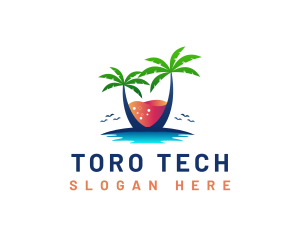 Palm Tree Island Drink logo design