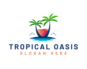 Island - Palm Tree Island Drink logo design
