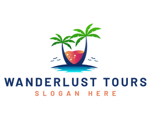 Palm Tree Island Drink logo design