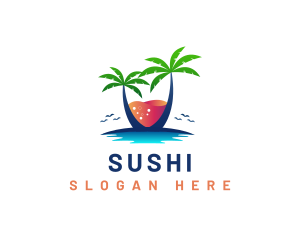 Palm Tree Island Drink logo design