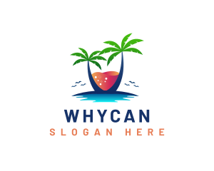 Vacation - Palm Tree Island Drink logo design