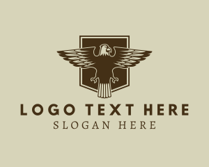 Brown - Eagle Wings Shield logo design