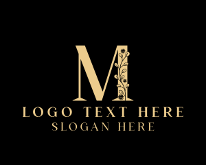 Massage - Botanical Leaf Letter M logo design