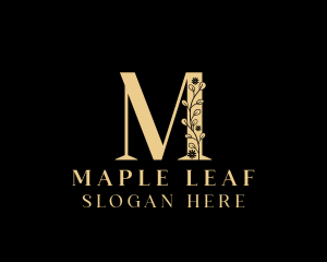 Botanical Leaf Letter M logo design