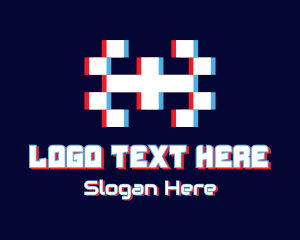 Web - Glitchy Tetris Gamer logo design