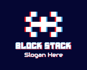 Glitchy Tetris Gamer logo design
