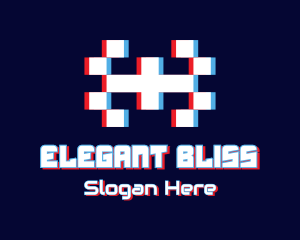 Game Stream - Glitchy Tetris Gamer logo design
