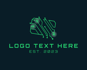 Speech Bubble - Circuit Tech Chat logo design