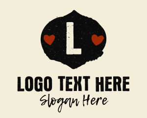 Grunge - Rustic Heart Letter Badge logo design