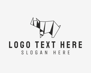 Negative Space - Rhino Animal Origami logo design