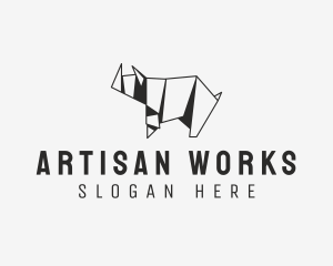 Craftsman - Rhino Animal Origami logo design