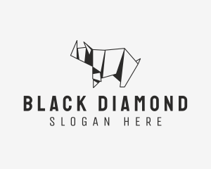 Black - Rhino Animal Origami logo design