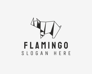 Wallpaper - Rhino Animal Origami logo design
