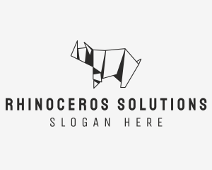Rhino Animal Origami  logo design
