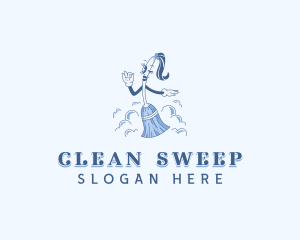 Clean Housekeeping Broom logo design