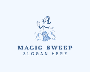 Clean Housekeeping Broom logo design