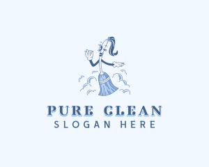 Clean Housekeeping Broom logo design