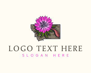 Map - Montana Bitterroot Flower logo design