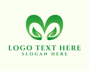 Organic - Green Heart Leaf logo design