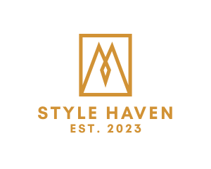 Hostel - Elegant Geometric Mountains logo design