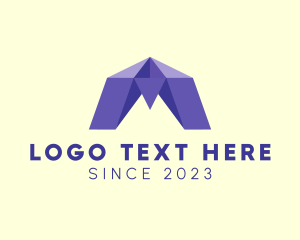 Gem - Purple 3D Letter M logo design