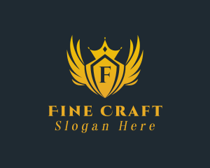 Golden Royal Crown Wings  logo design