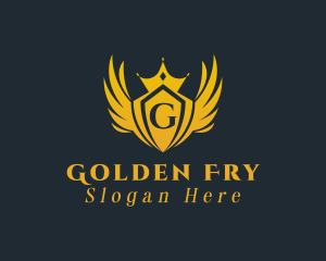 Golden Royal Crown Wings  logo design