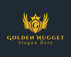 Golden Royal Crown Wings  logo design