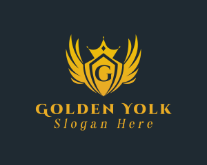 Golden Royal Crown Wings  logo design