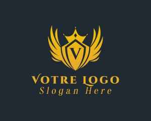 Regal - Golden Royal Crown Wings logo design