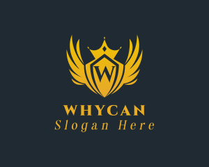 Regal - Golden Royal Crown Wings logo design