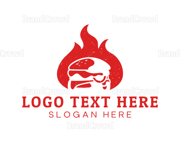 Burning Flame Burger Logo