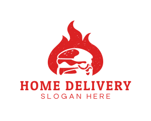 Burning Flame Burger logo design