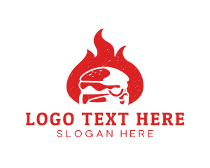 Cheeseburger - Burning Flame Burger logo design