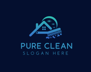 Cleaning Housekeeping Brush logo design