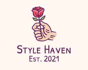 Romantic - Rose Bud Hand logo design