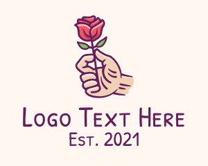 Valentine - Rose Bud Hand logo design