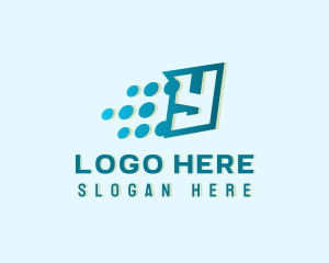 Film - Digital Pixels Letter Y logo design