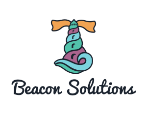 Beacon - Seashell Lighthouse Beacon logo design