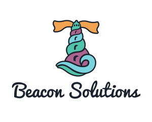 Seashell Lighthouse Beacon logo design