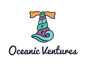 Seashell Lighthouse Beacon logo design