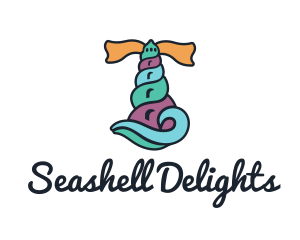 Seashell - Seashell Lighthouse Beacon logo design