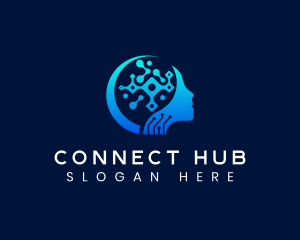 Network Circuit Brain logo design